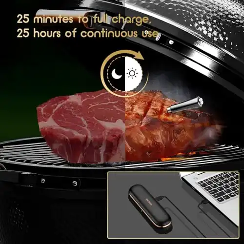 Inkbird Fleischthermometer Kabelloses INT-11P-B,Grillthermometer Bluetooth mit 91m App-Steuerung, IP67 wasserfest Bratenthermometer Meat Thermometer für Backofen Grill BBQ Smoker Küche Digital - 3