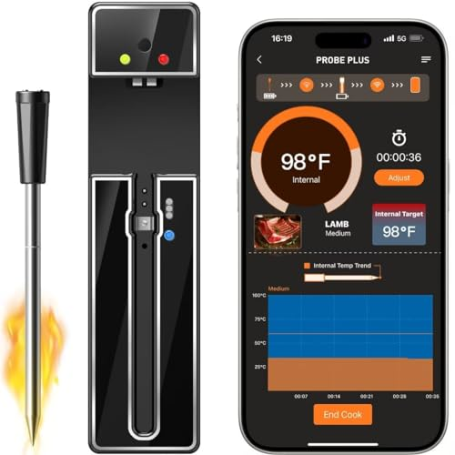 Bluetooth Meat Thermometer Kabellos Grill Fleischthermometer - 30 Meter Anwendungskontrolle hitzebeständig bis 275°C mit optimaler Sensorfunktion geeignet für Küche Outdoor Grillen - 5 Bluetooth Meat Thermometer Kabellos Grill Fleischthermometer - 30 Meter Anwendungskontrolle hitzebeständig bis 275°C mit optimaler Sensorfunktion geeignet für Küche Outdoor Grillen - 5