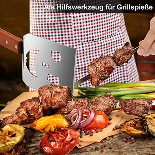 7 in 1 grillspachtel für Barbecue Grill, Multifunktion Grillbesteck mit Holzgriff, Eingebaute grillbesteck-set-Funktion,Kreativer Grillwender, Einzigartige Grillwerkzeuge, Grillen Geschenke für Männer - 3