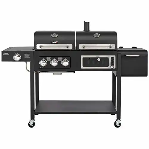 TAINO HERO DUO Gasgrill Holzkohlegrill Smoker Kombigrill Grillwagen 2 in 1 System BBQ Grill Kombistation Gas Kohle schwarz - 6