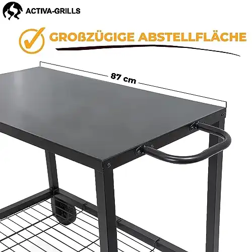 ACTIVA Grilltisch | Premium Grillwagen mit großer Abstellfläche | Servierwagen Outdoor für Grillen, Camping | Robuster & wetterfest Grill Tisch - 0