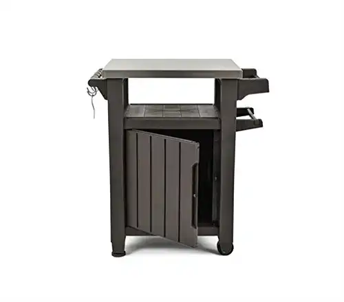 Keter BBQ Beistelltisch Unity, Graphit, L 70 x B 54 x H 90 cm, wetterfest, Arbeitsplatte aus Edelstahl, Outdoor Sideboard, perfekt für das Grillen im Frühling - 2