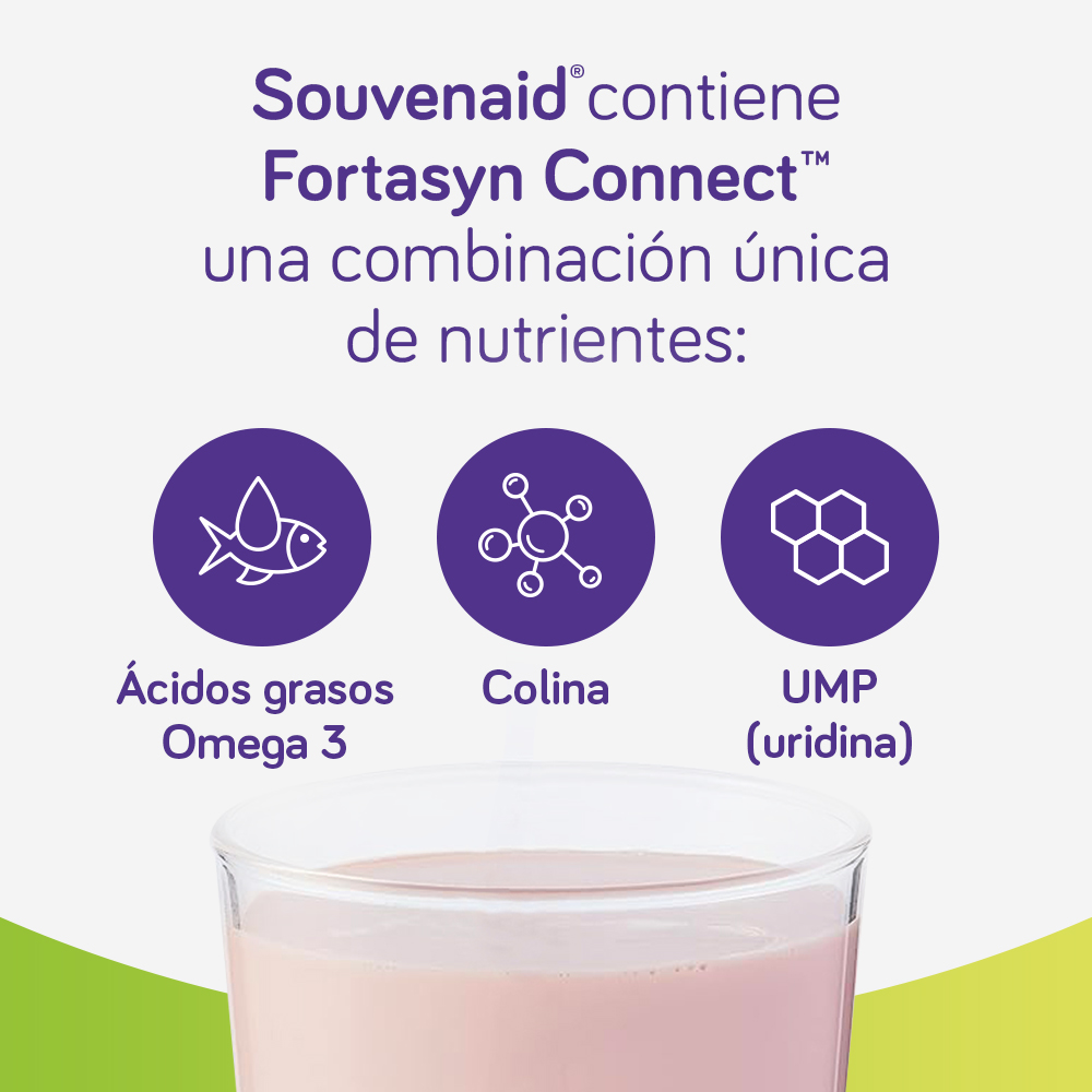 Strawberry Souvenaid contains Fortasyn Connect, a unique nutrient combination.