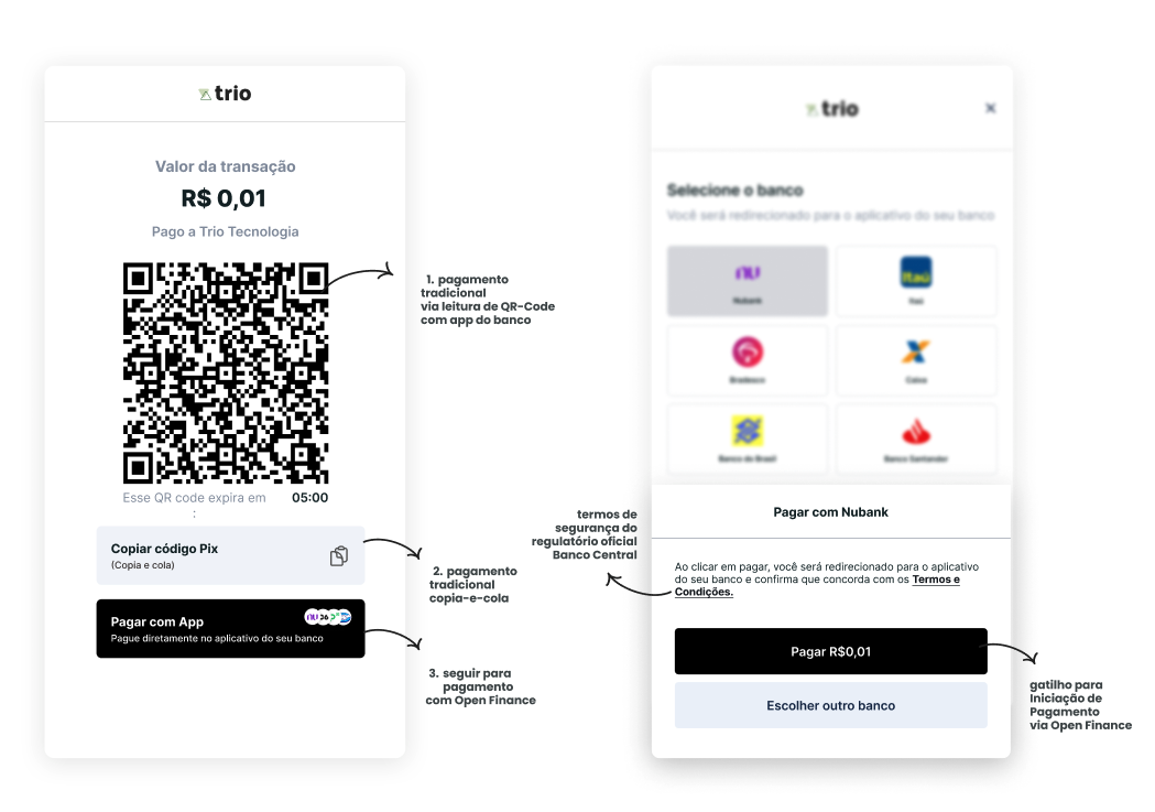 Trio Open Finance Checkout Pix