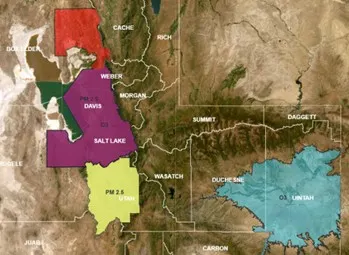 Utah Map of Nonattainment Areas