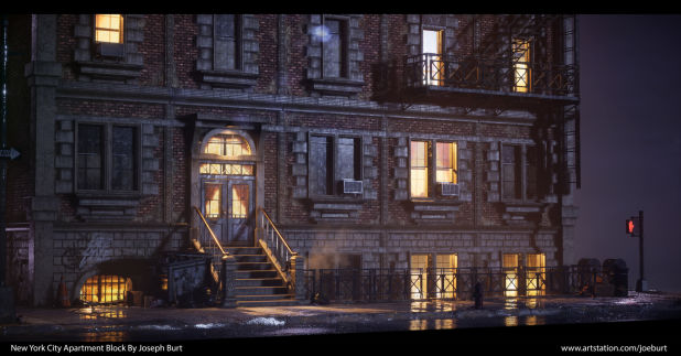 使用UE4制作实时渲染场景纽约公寓楼的项目P1部分渲染效果