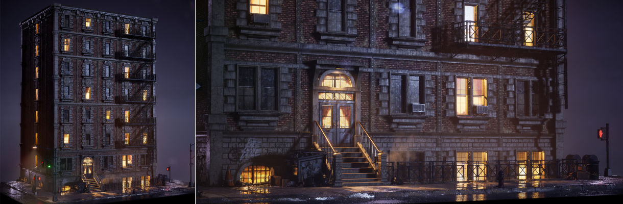 【UE4实时渲染】游戏场景纽约公寓楼：虚幻4（ UE4）场景制作流程(P2)