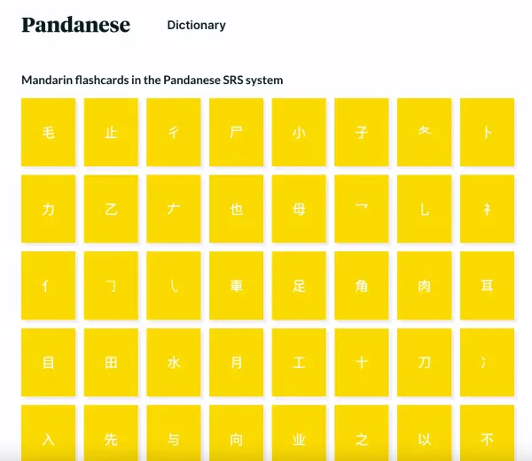 Pandanese radical list