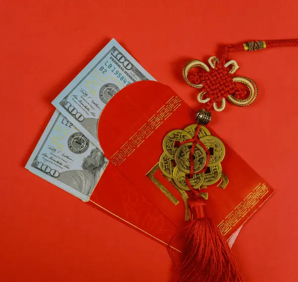 Money in red envelopes Chinese new year greeting gift-min