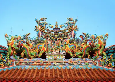 colorful Chinese dragons decorations