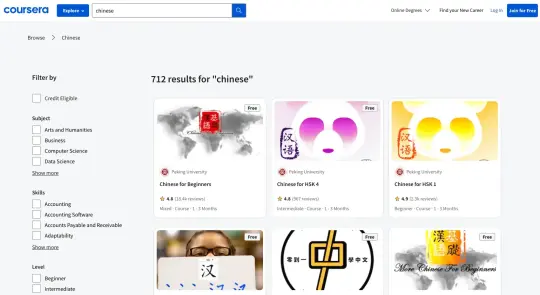 Coursera Chinese courses