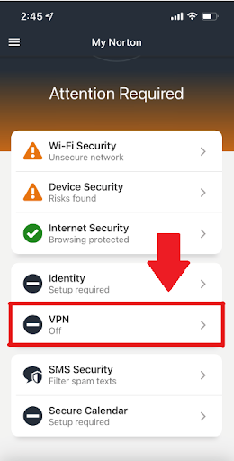 Norton Secure VPN-Step 4-turn on VPN