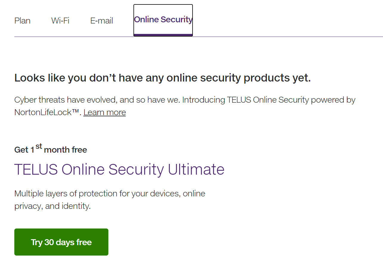 How to add TELUS Online Security