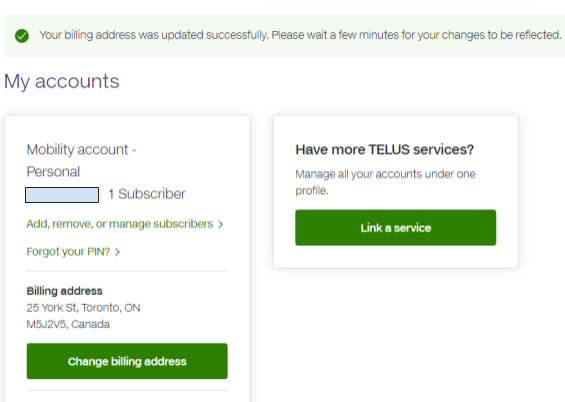 Change your Mobility or Home Services billing address in My TELUS (1)