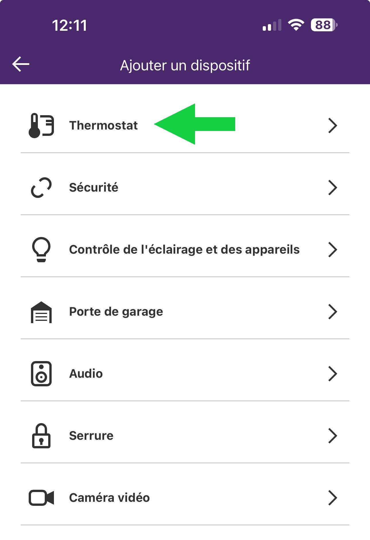 Sélectionnez Thermostat