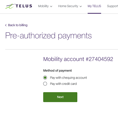 pre-authorized payments