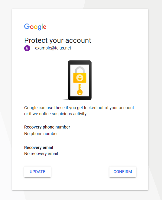 recovery email phone set up