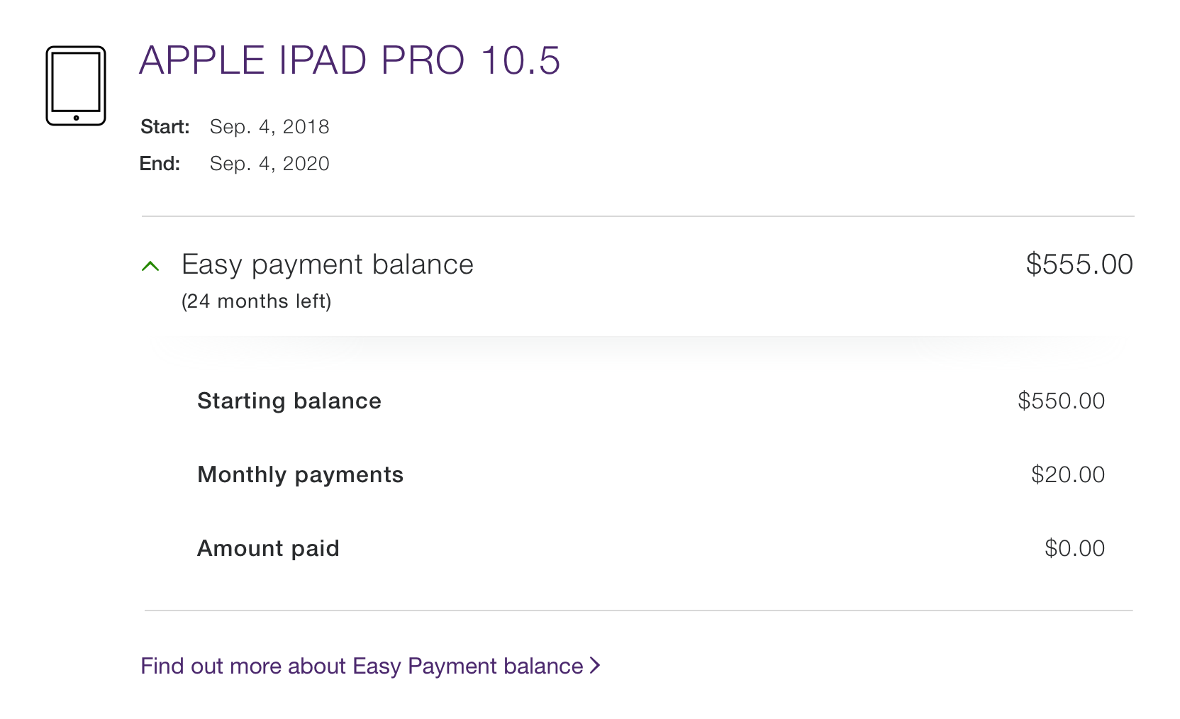 What is monthly Telus easy payment?