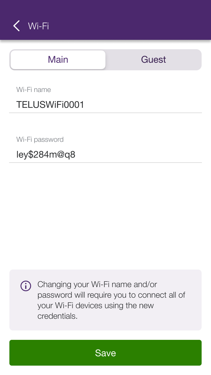 Wi-Fi network settings