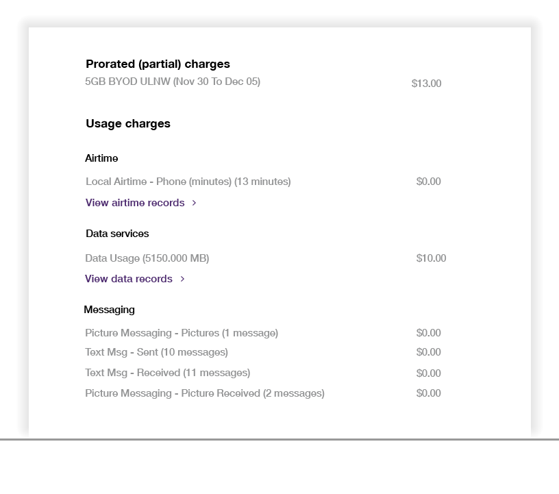Prorated Partial Charges and Usage Charges
