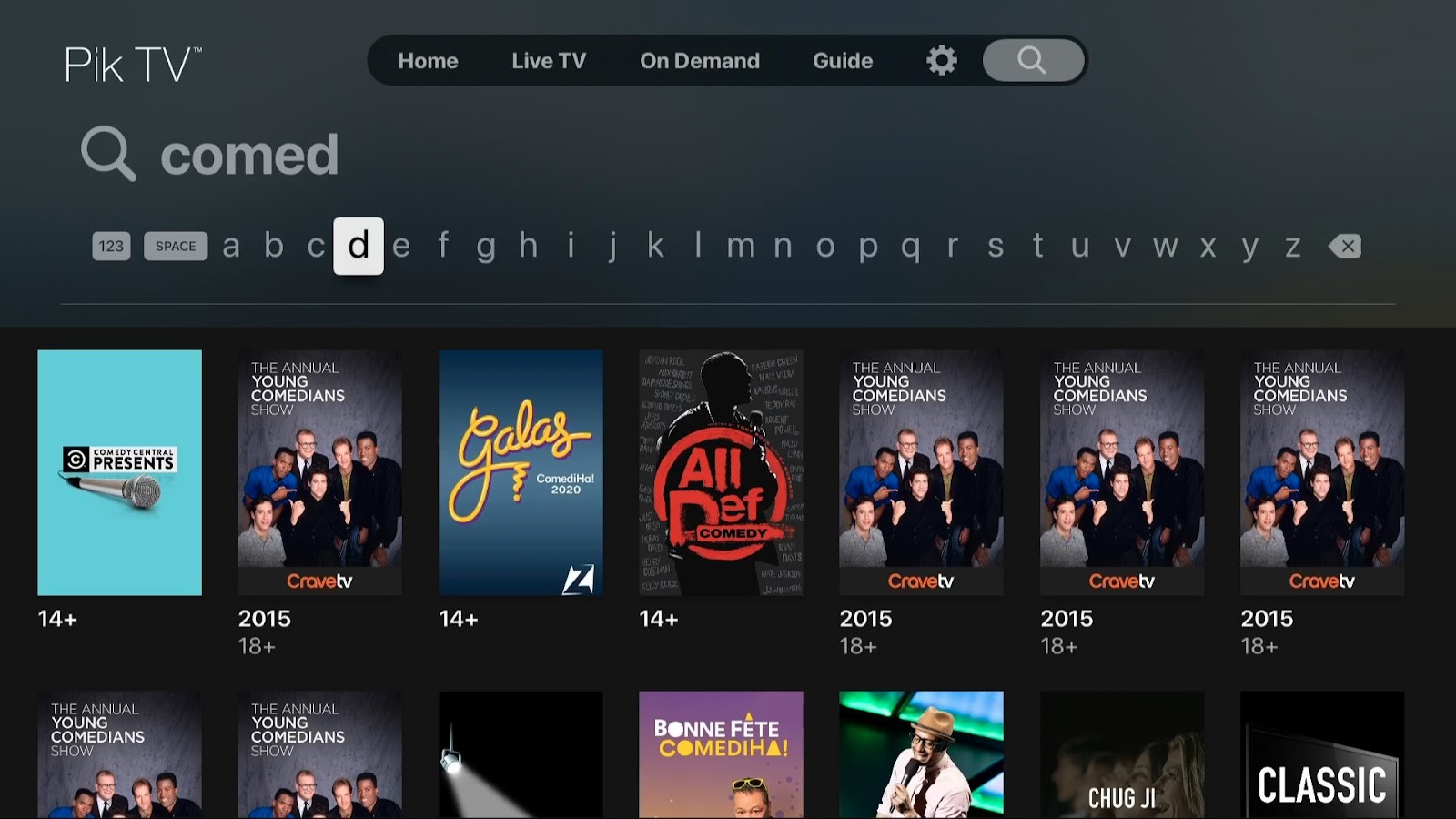 Pik TV on Apple TV Search