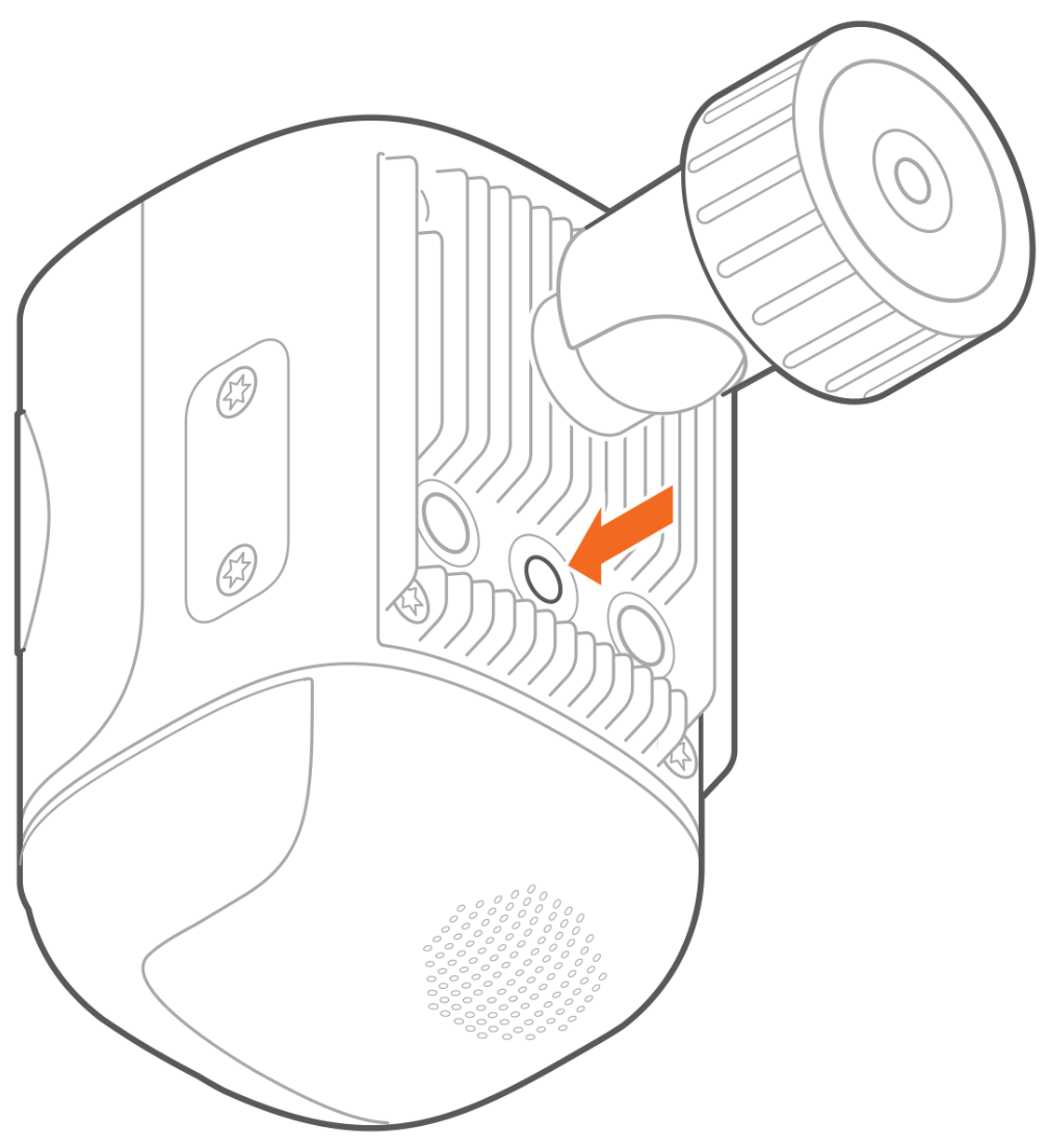 An illustration of the location of the reset button.