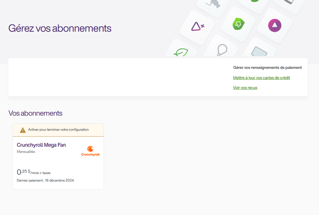 FR manage Crunchyroll subscription page
