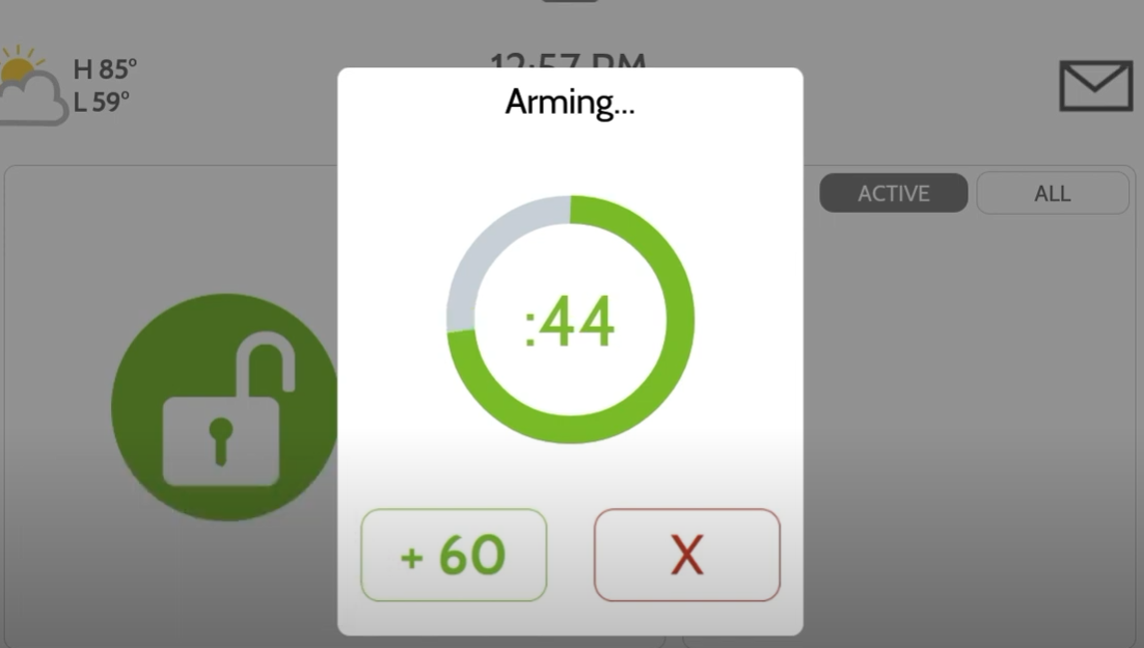 Arming-Add 60 seconds