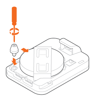 Illustrates the replacement of the battery with CR2450 on the ADC-S40-T.