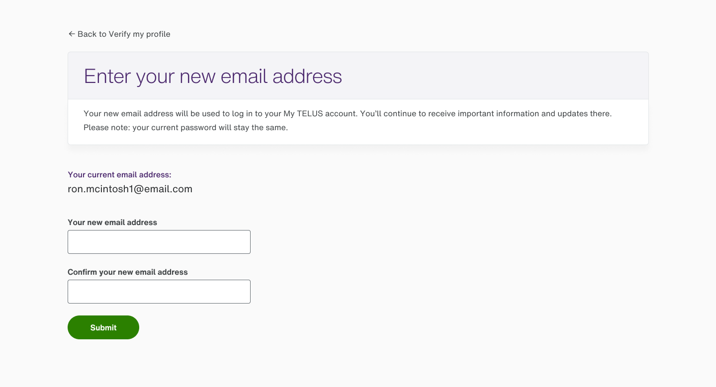 Change your email address in My TELUS | TELUS Support