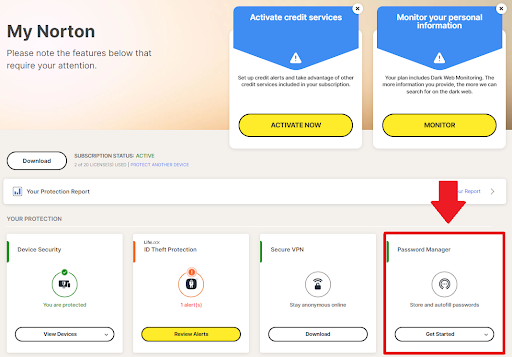 Nortonpassword-Step 2-Password Yönetimi