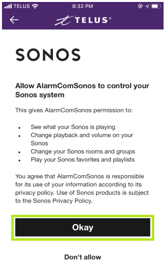 Sonos TELUS integration