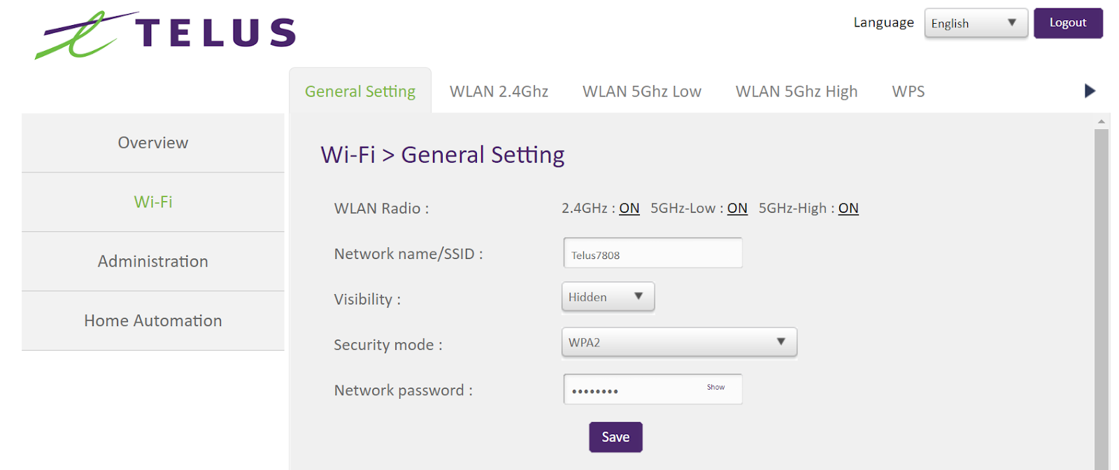 The General Setting page of the Boost Wi-Fi 6 is shown