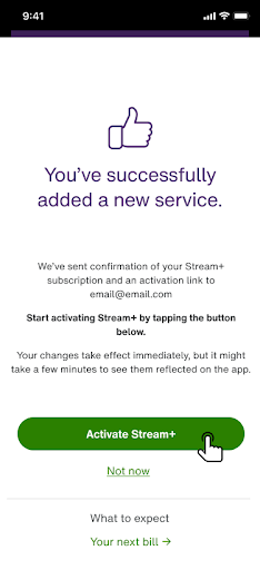 Select Activate Stream+ to activate your streaming services