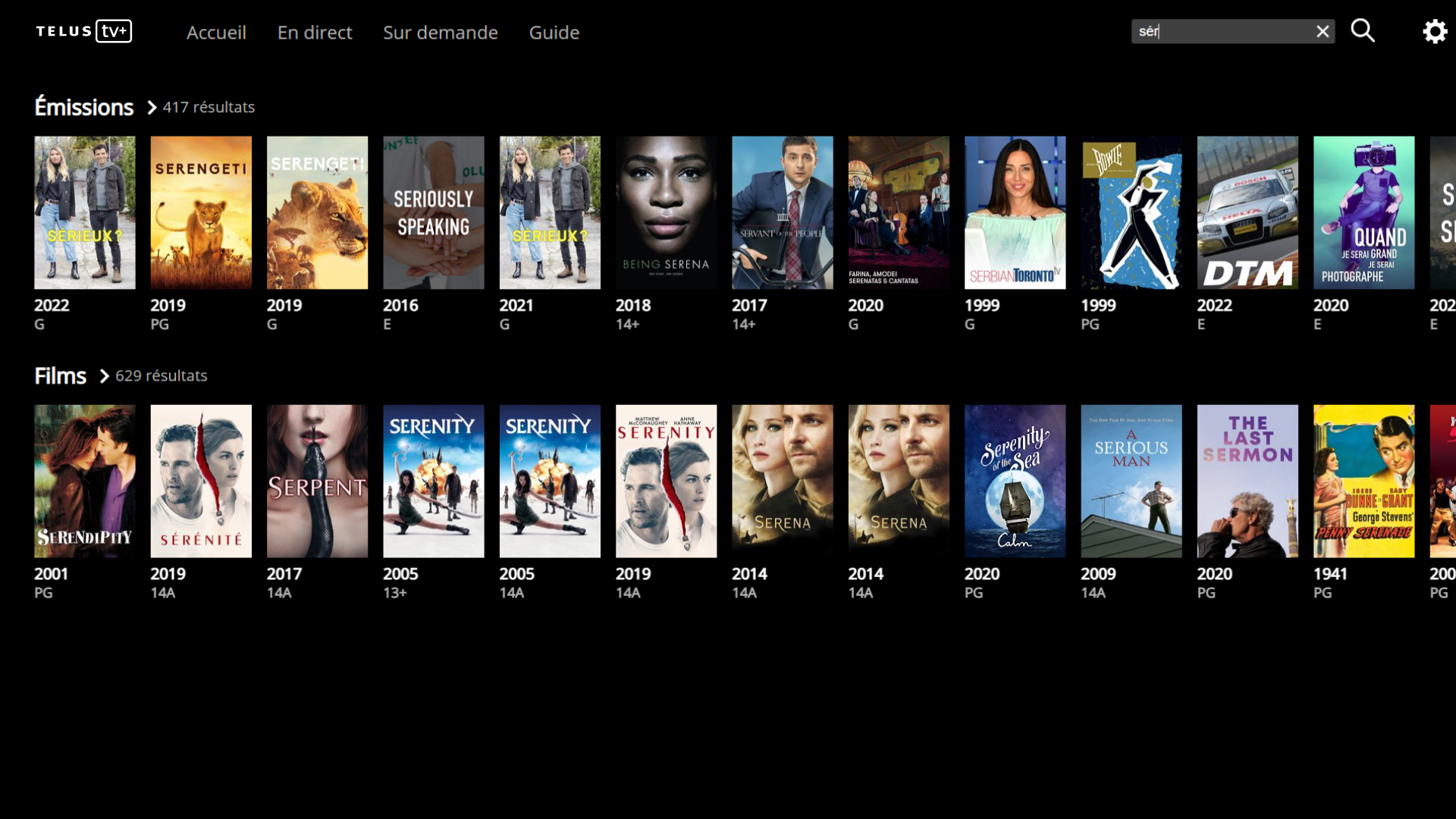 TELUS TVplus search screen-FR