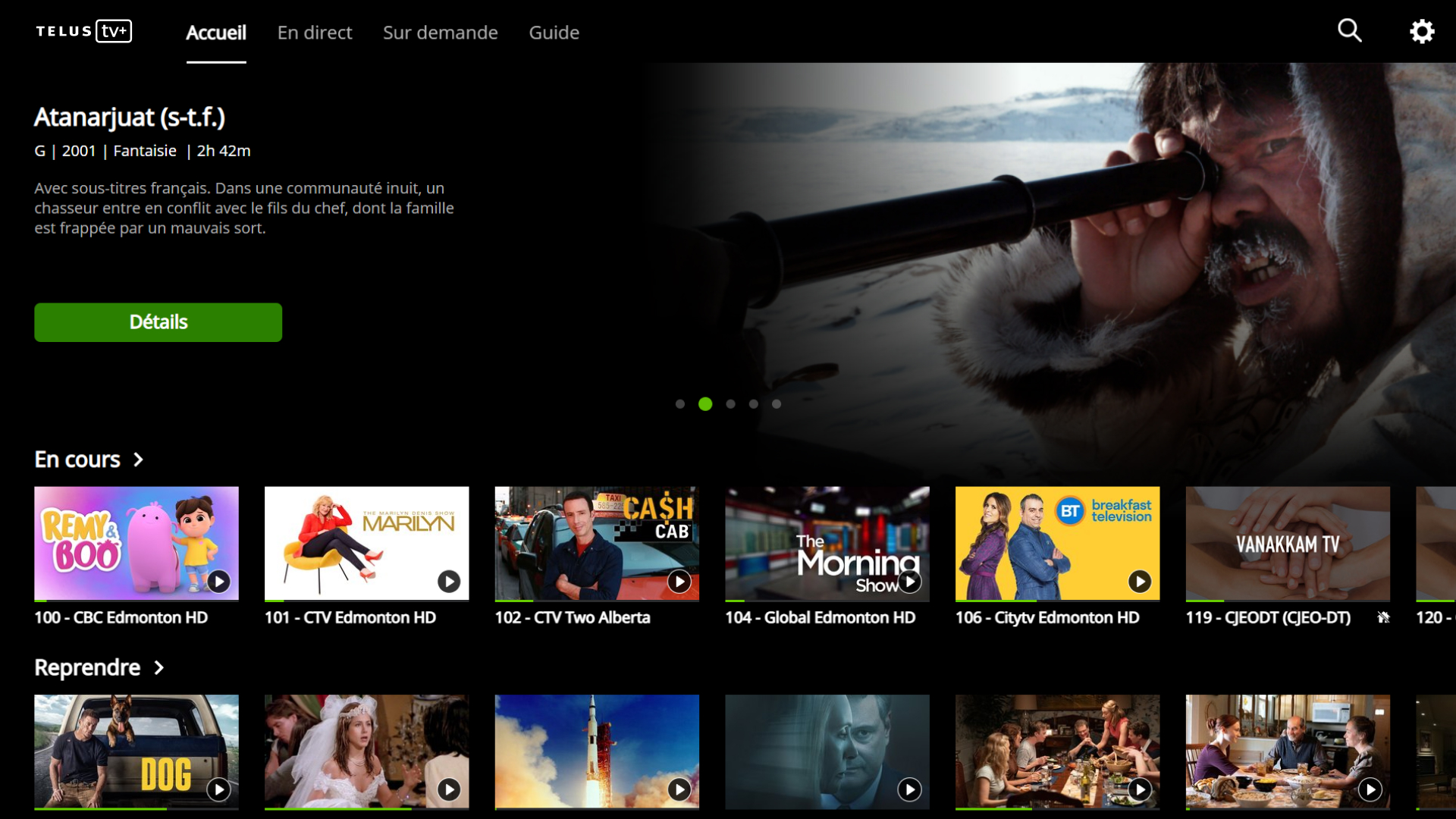 TELUS TVplus home screen-FR