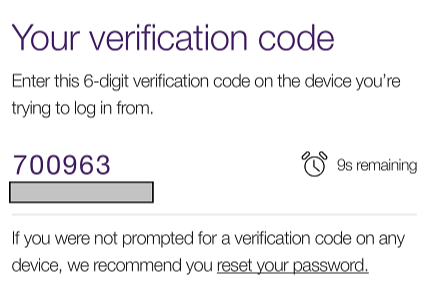 My TELUS 2FA Your verification code