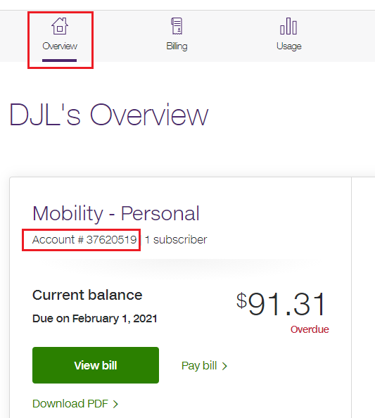 Find your e.Bill account number | TELUS Support