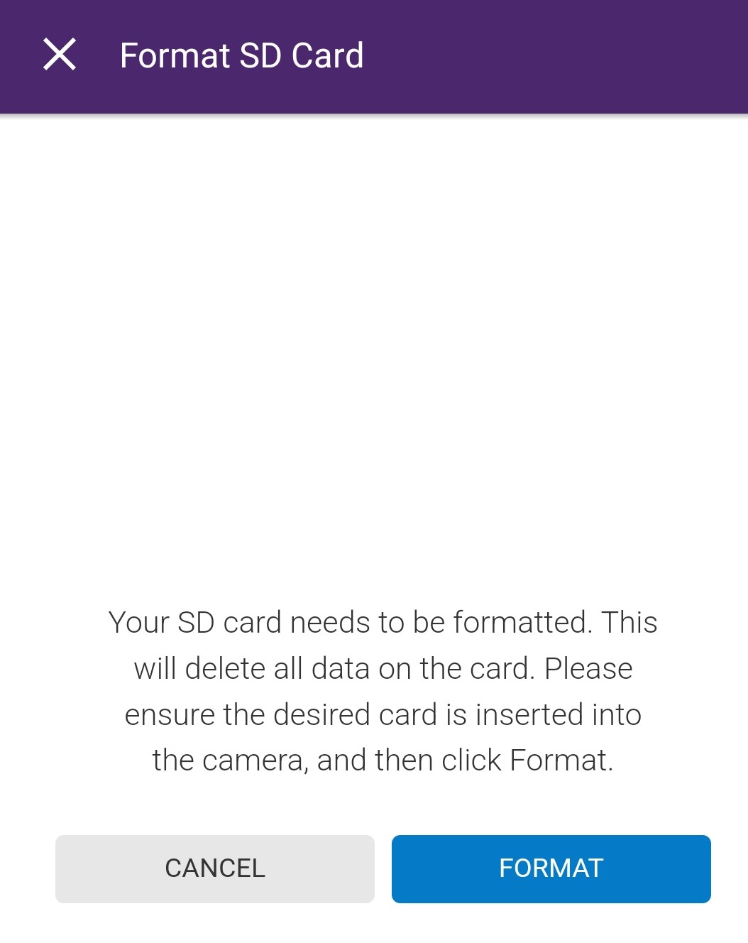 The micro SD card will need to be formatted, select Format