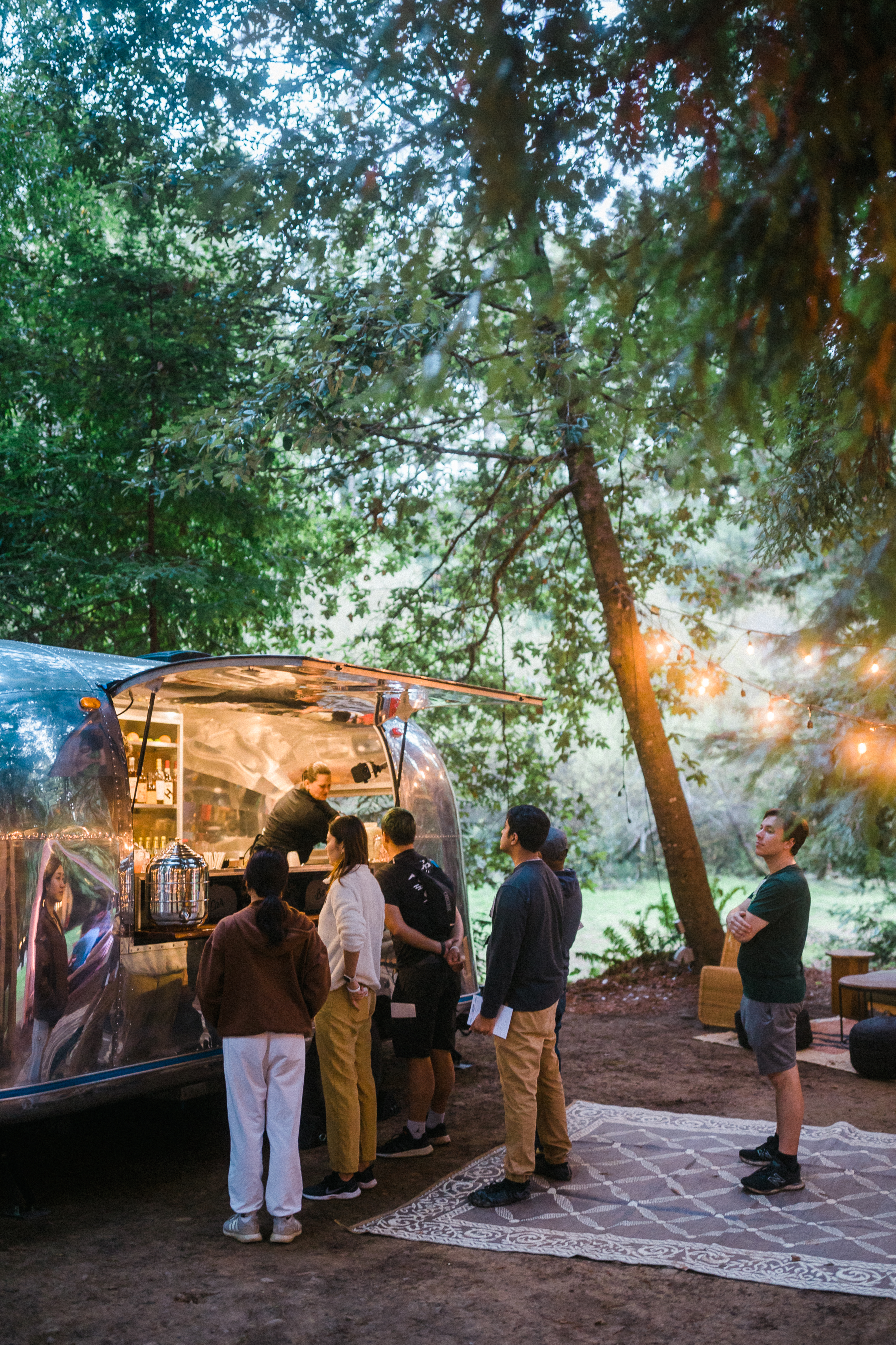 Thirsty? Campers grabbed a drink from the vintage Airstream bar before the nightly activities began.