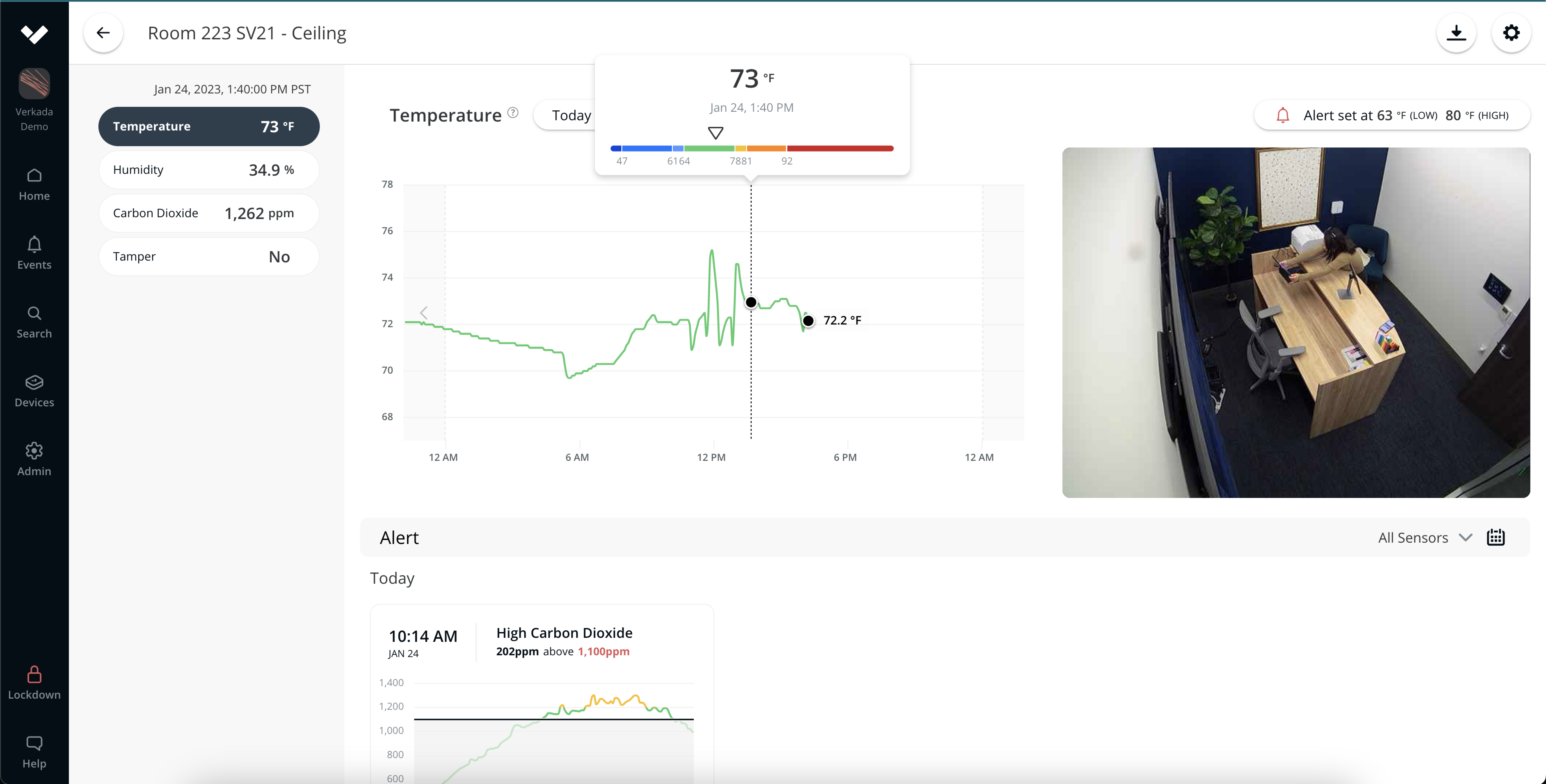 setting sensor alerts for temperature