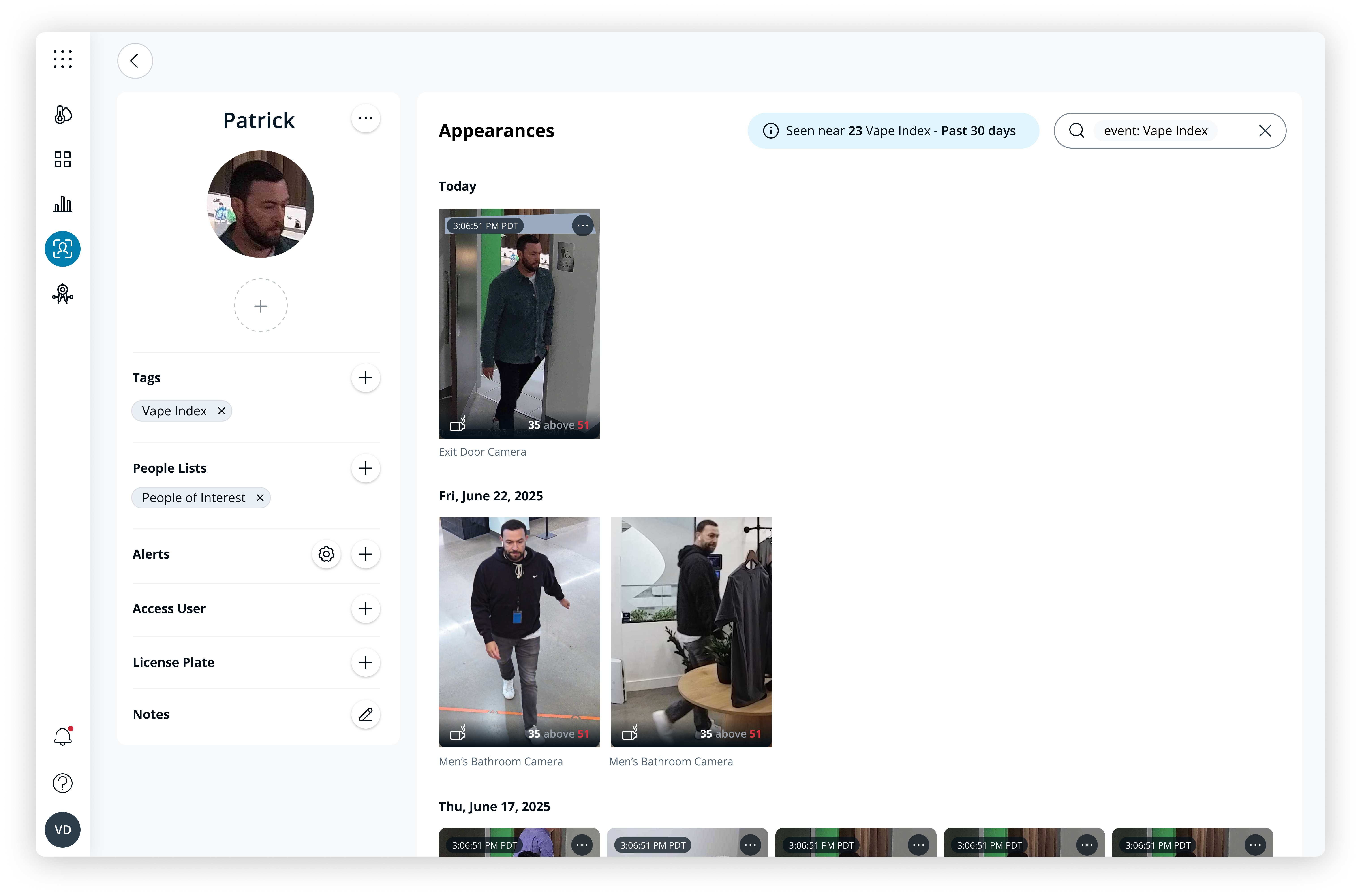 Sensors People List Profile page
