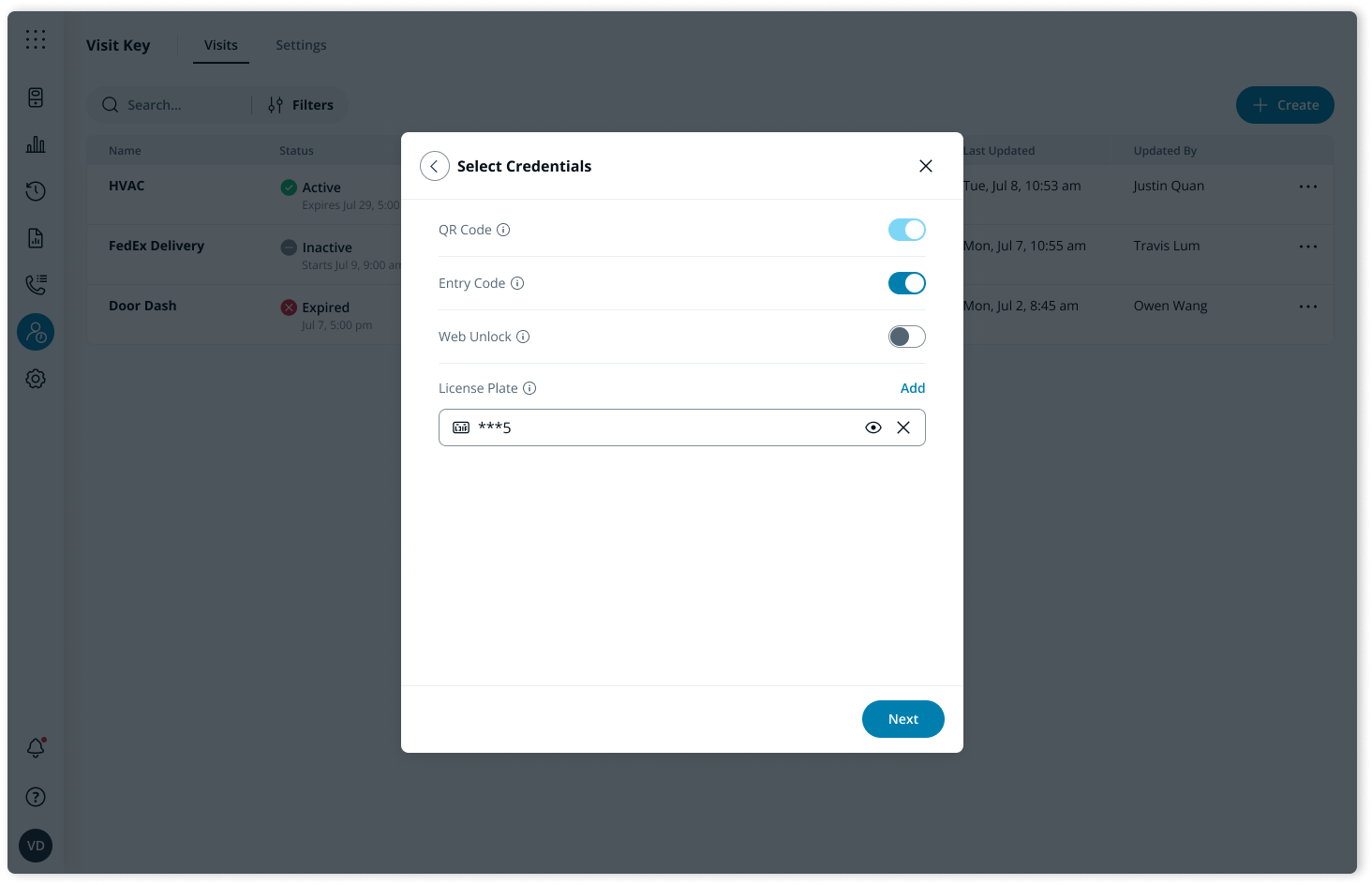 Intercom Visit Key Set-Up