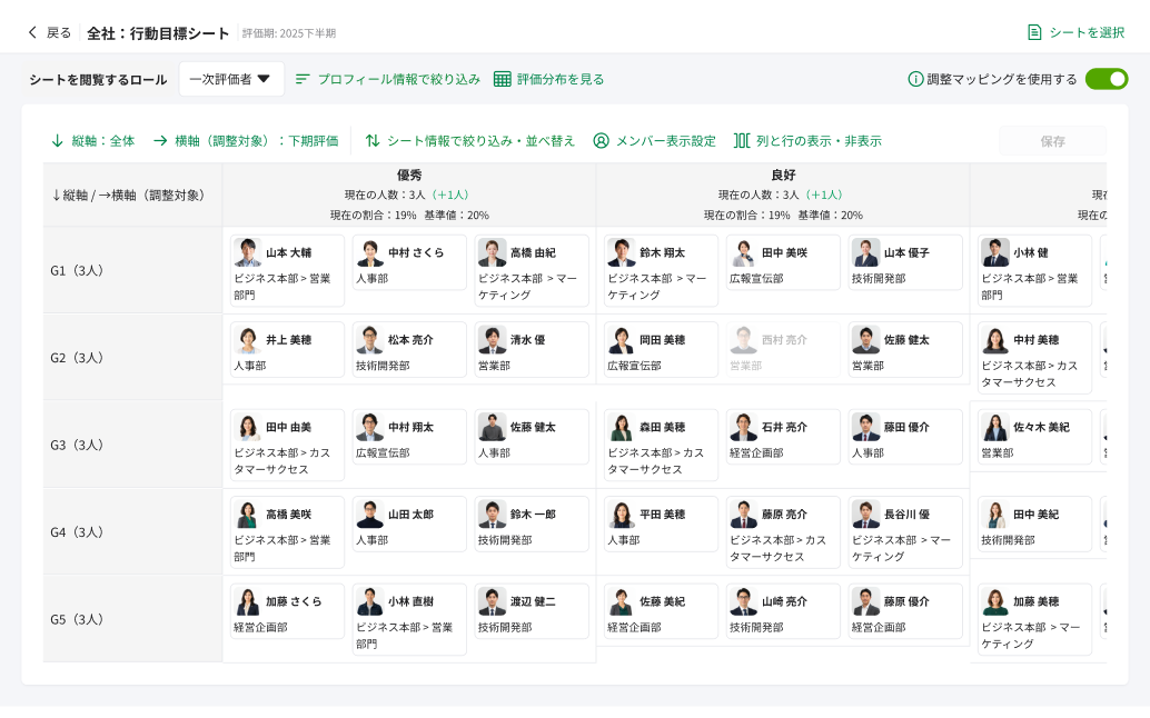 マッピングで直感的に評価を調整