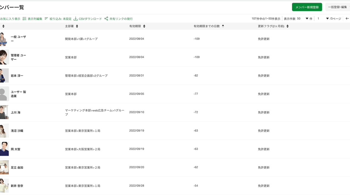 人材データを自由にソート