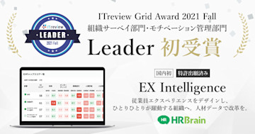 HRBrainが「ITreview Grid Award 2021 Fall」の組織サーベイ部門、モチベーション管理部門において「Leader」を初受賞