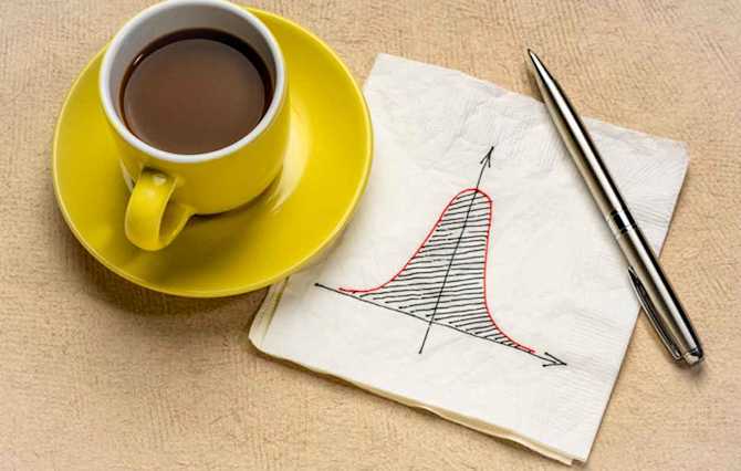 ナプキンの上の正規分布の曲線