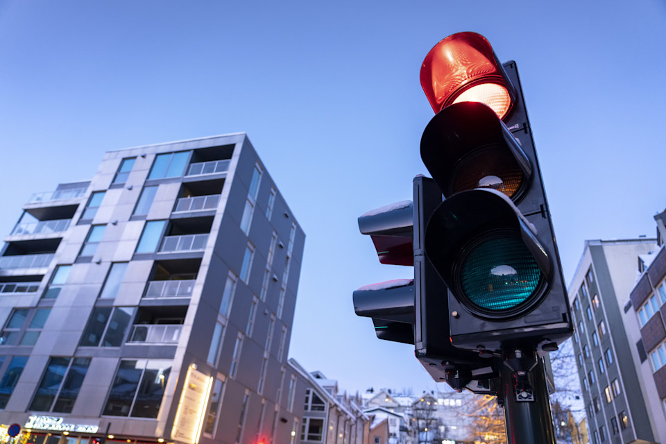 Eine rote Ampel