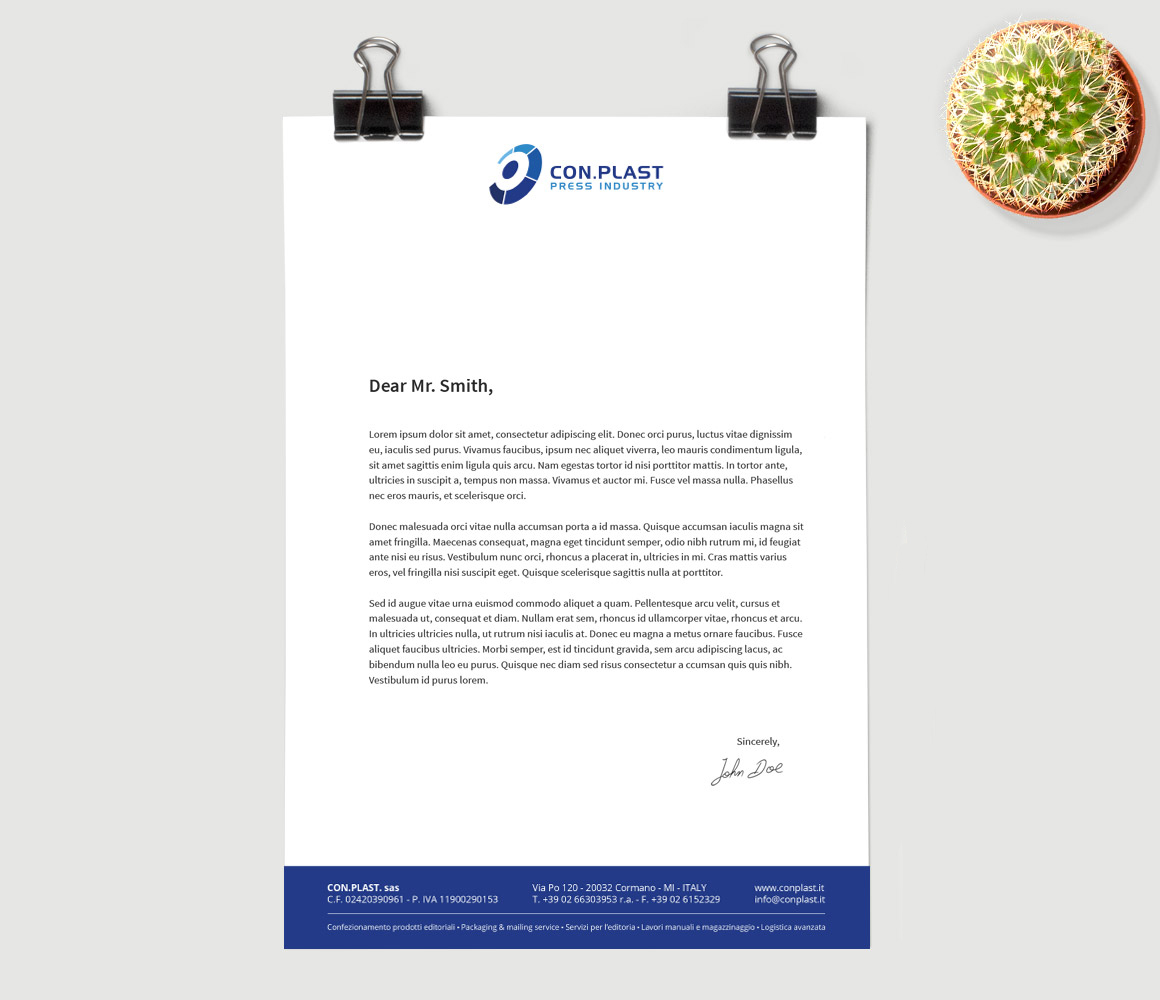 Conplast carta intestata