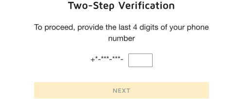 The screen prompting the recipient to enter the last four digits of their phone number